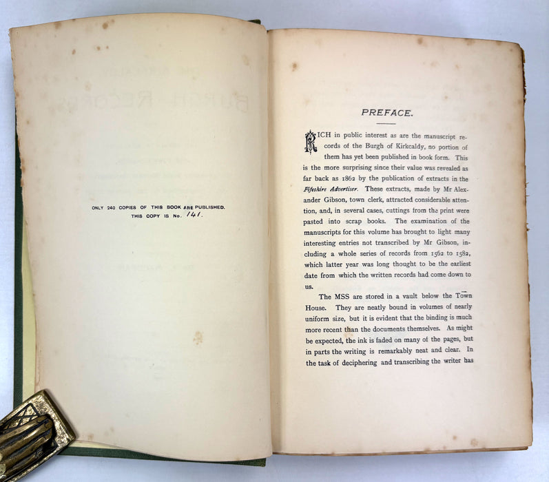 The Kirkcaldy Burgh Records, L. Macbean, 1908, numbered limited edition