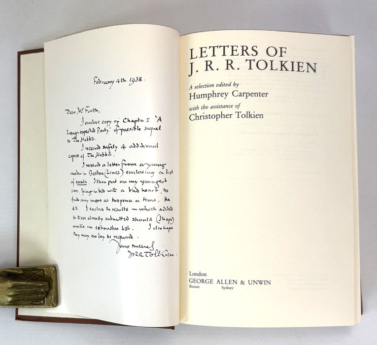 The Letters of J.R.R. Tolkien. Edited by Humphrey Carpenter. First edition, 1981.
