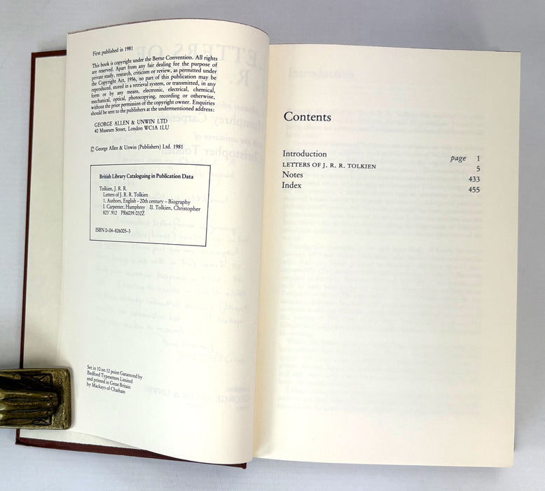 The Letters of J.R.R. Tolkien. Edited by Humphrey Carpenter. First edition, 1981.