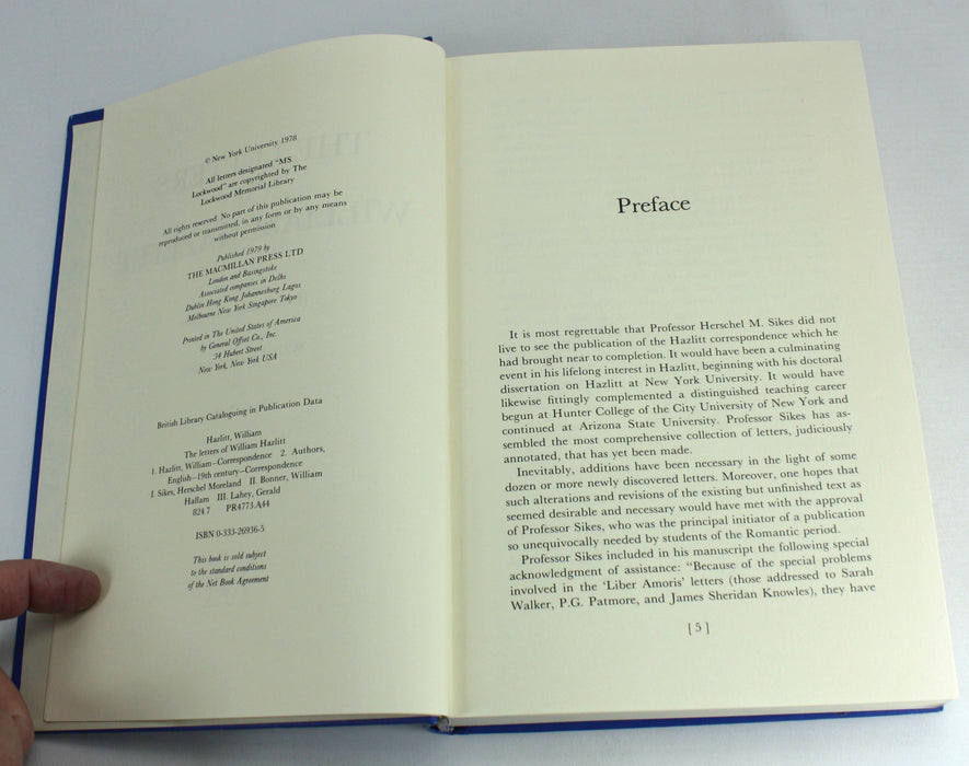 The Letters of William Hazlitt, Hershel Moreland Sikes, Willard Hallam Bonner, Gerald Lahey, 1979