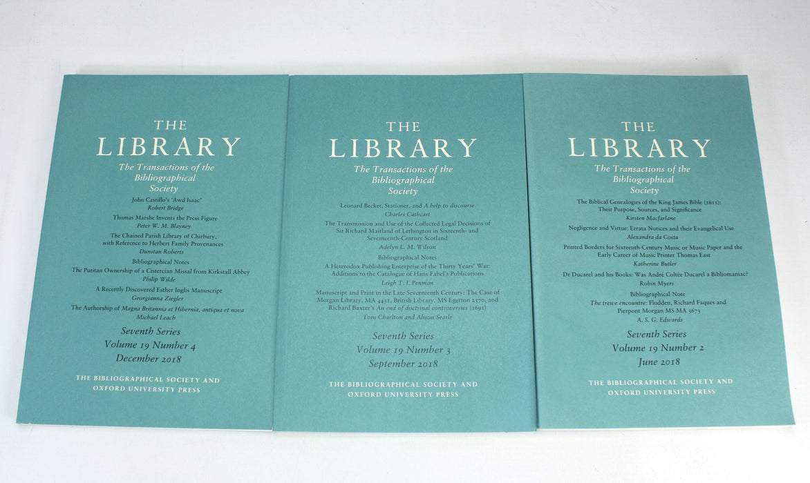 The Library; The Transactions of the Bibliographical Society, 10 Issues, Seventh Series 2016-2020