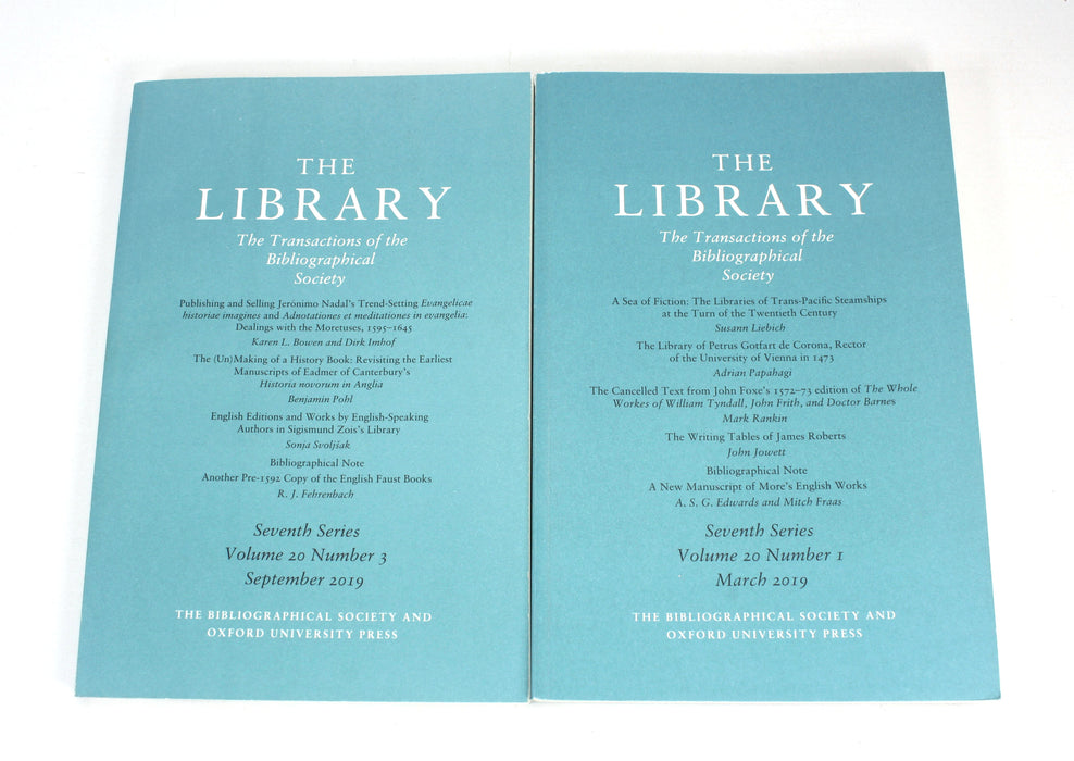 The Library; The Transactions of the Bibliographical Society, 10 Issues, Seventh Series 2016-2020