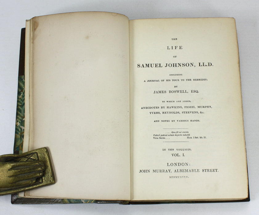 The Life of Samuel Johnson, LL.D., Including A Journal of His Tour to the Hebrides, James Boswell, 1835, 10 Volume Set complete
