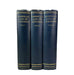 Three hardcover volumes of Boswell's Life of Johnson, bound in dark navy blue with gold lettering, standing upright against a plain white background.