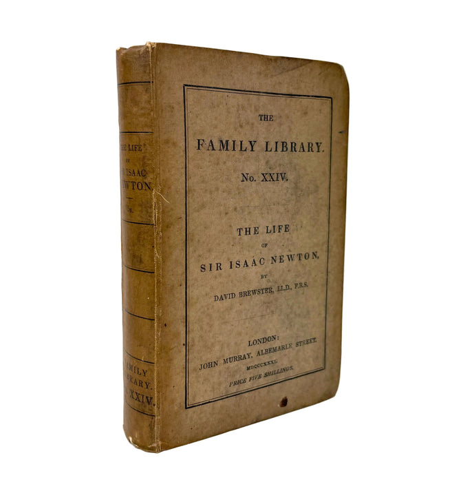 Vintage book titled 'The Life of Sir Isaac Newton' from The Family Library on a white background