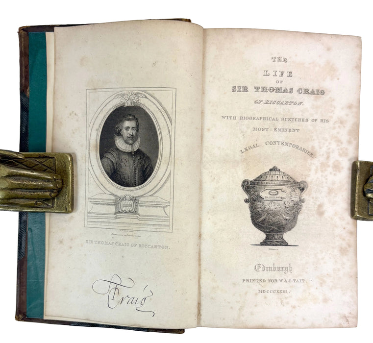 The Life of Sir Thomas Craig of Riccarton. With Biographical Sketches of the most Eminent Legal Characters..., by Patrick Fraser Tytler. W & C Tait, Edinburgh, 1823