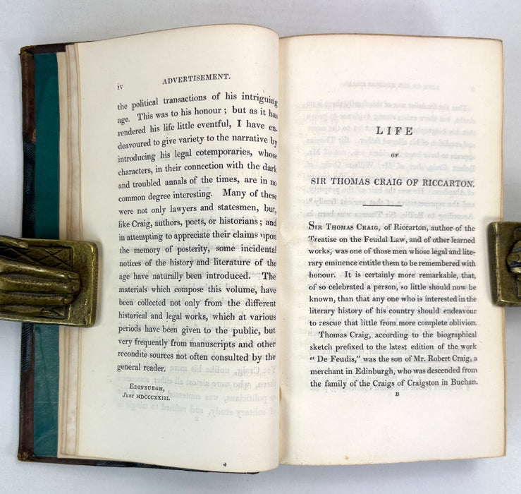 The Life of Sir Thomas Craig of Riccarton. With Biographical Sketches of the most Eminent Legal Characters..., by Patrick Fraser Tytler. W & C Tait, Edinburgh, 1823