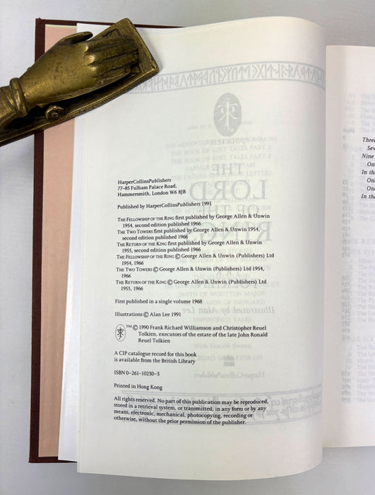 The Lord of The Rings, J.R.R. Tolkien; Illustrated by Alan Lee, HarperCollins, 1991 Centenary Edition