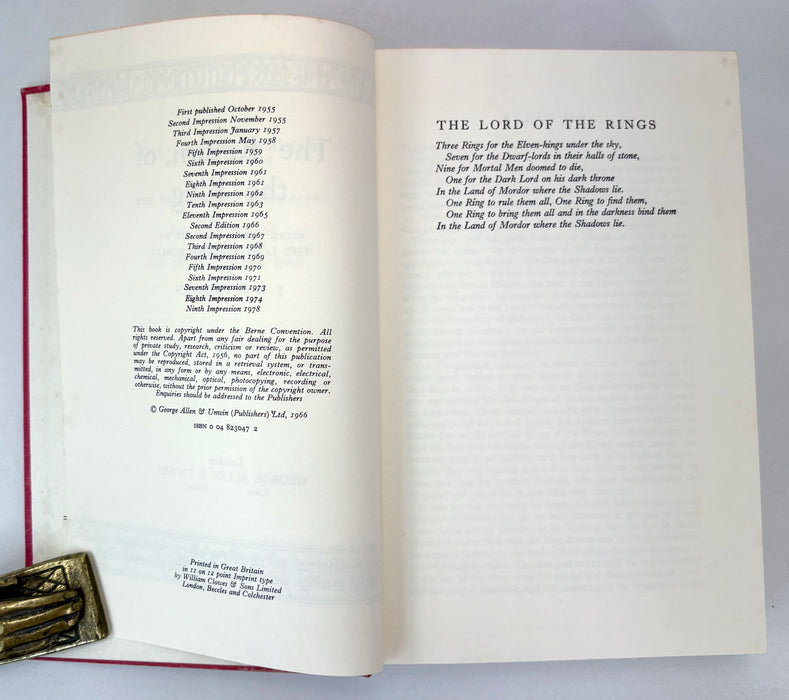 The Lord of The Rings, J.R.R. Tolkien; Revised Second Edition, 1974-1978