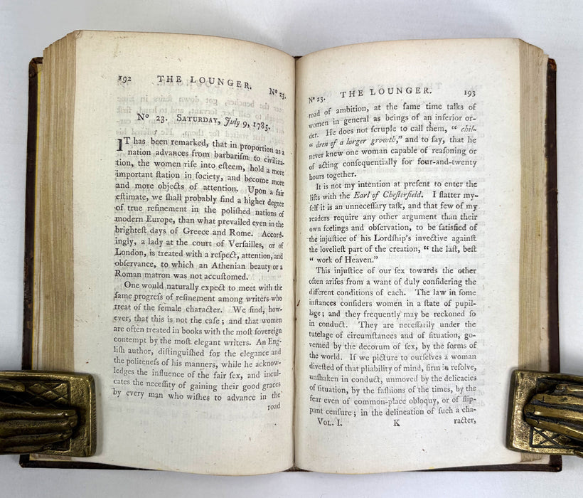 The Lounger. A Periodical Paper, Published at Edinburgh in the Years 1785 and 1786, by the Authors of the Mirror, 1794, 2 Vols.