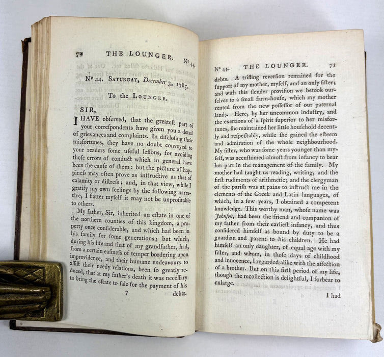 The Lounger. A Periodical Paper, Published at Edinburgh in the Years 1785 and 1786, by the Authors of the Mirror, 1794, 2 Vols.