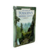The Map of Tolkien's Middle-earth book standing upright on a white background, showing the front cover and spine with fantasy artwork of a misty green landscape and tower.