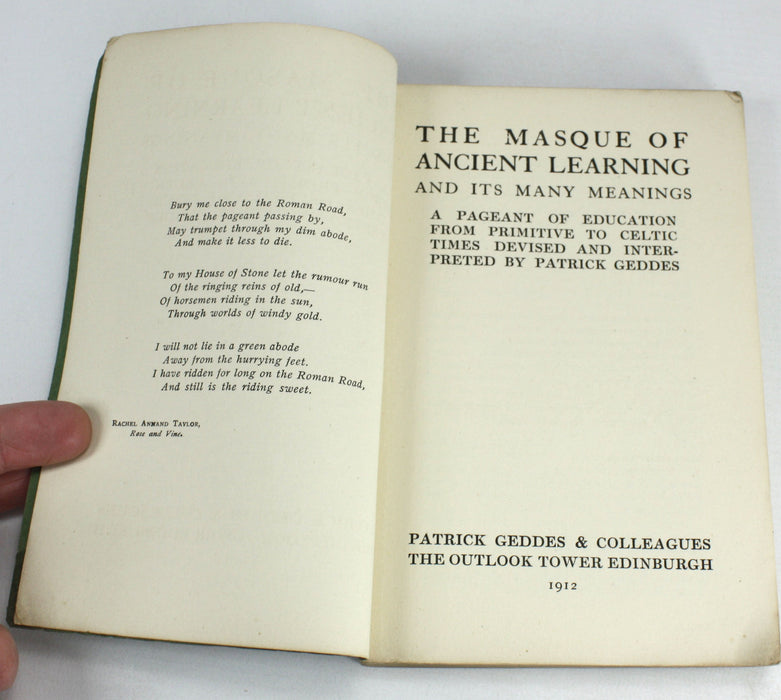 The Masque of Ancient Learning, Patrick Geddes, 1912