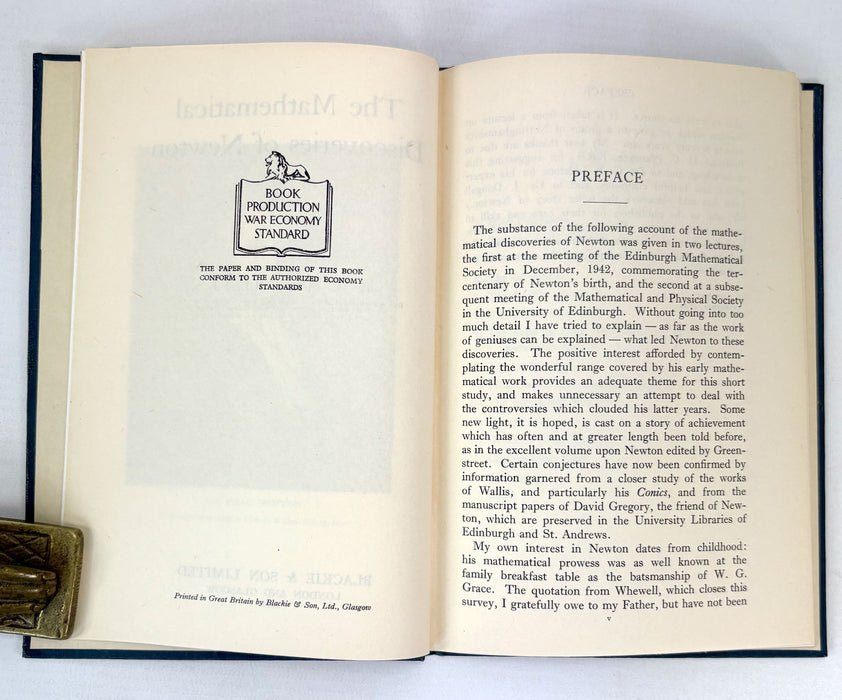 The Mathematical Discoveries of Newton, by H.W. Turnbull, Blackie & Son, 1945