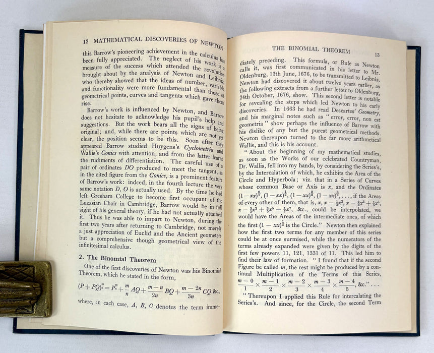 The Mathematical Discoveries of Newton, by H.W. Turnbull, Blackie & Son, 1945