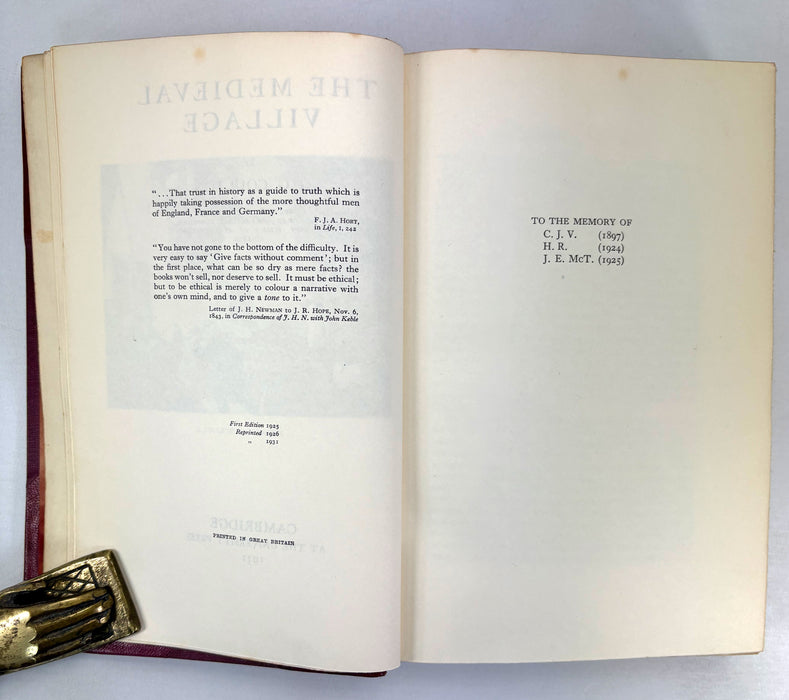 The Medieval Village, G.G. Coulton, Cambridge University Press, 1931