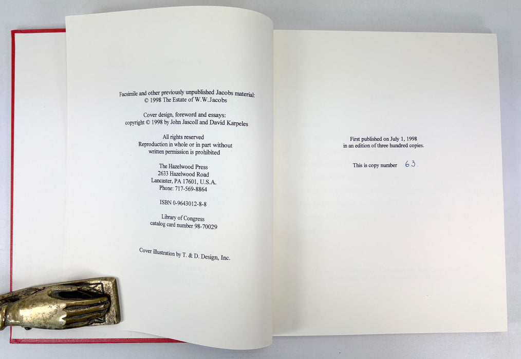 The Monkey's Paw, by W.W. Jacobs; A Facsimile and Transcript of the Original Manuscript, edited by John Jascoll, numbered limited edition