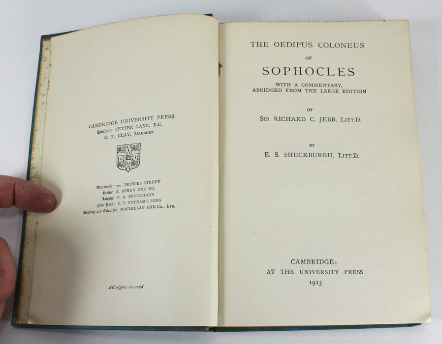 The Oedipus Coloneus of Sophocles, E.S. Shuckburgh, 1913
