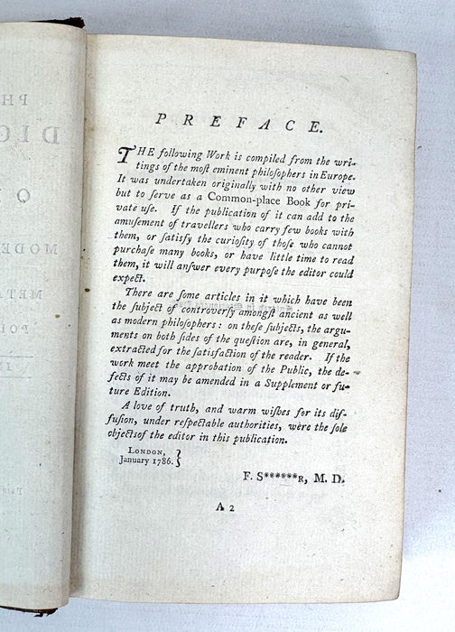 The Philosophical Dictionary; or, the Opinions of Modern Philosophers on Metaphysical, Moral, and Political Subjects, 1786