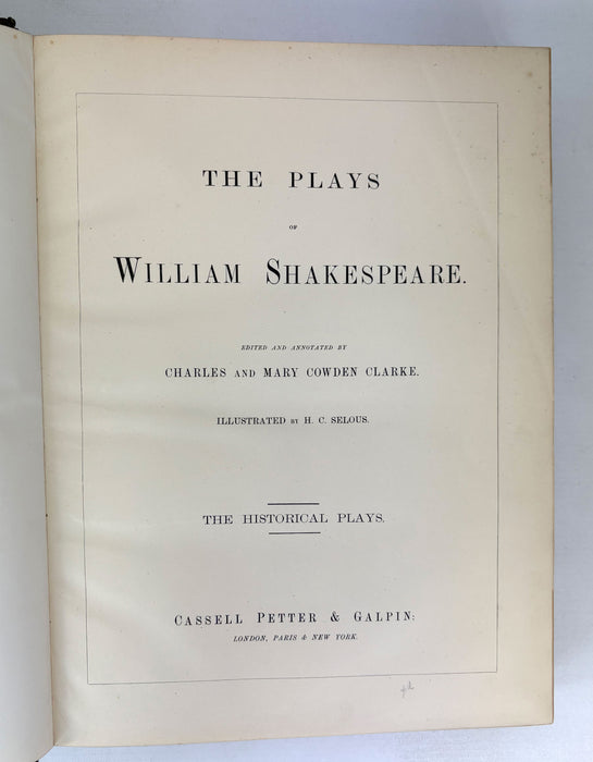 The Plays of William Shakespeare, Charles and Mary Cowden Clarke, Illustrated by H.C. Selous, Cassell, In 3 Volumes c.1868.
