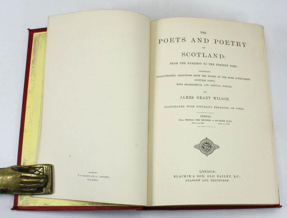 The Poets and Poetry of Scotland; From the Earliest to the Present Time, in Four Half Volumes complete, 1876
