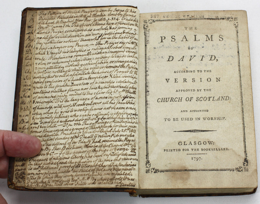The Psalms of David, According to the Version Approved by the Church of Scotland, Glasgow, 1797