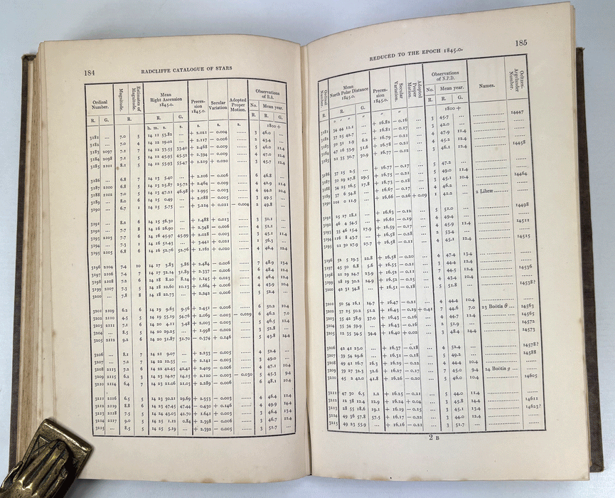 The Radcliffe Catalogue of 6317 Stars, Chiefly Circumpolar, Radcliffe Observatory, Manuel John Johnson, Robert Main, Oxford, 1860