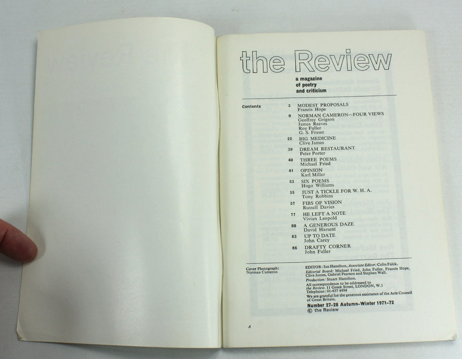 The Review; Number 27-28, Autumn-Winter 1971-72. Featuring Clive James.