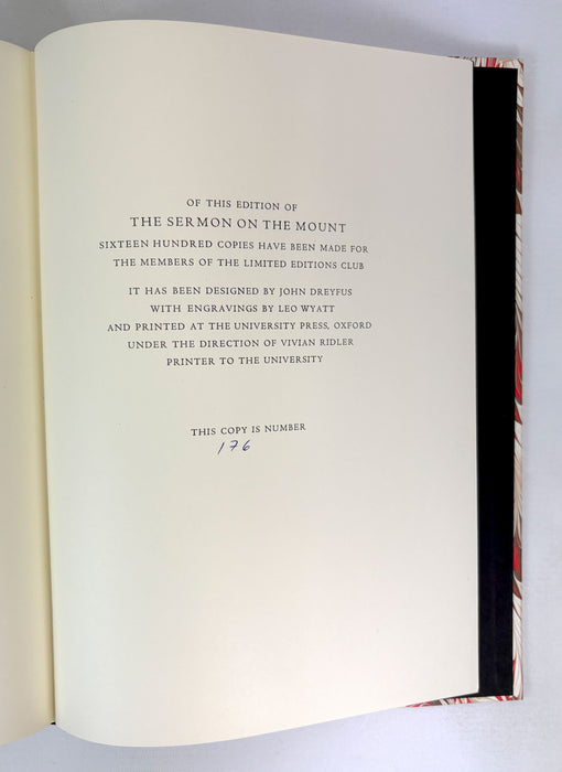 The Sermon on The Mount, Rowan A. Greer, The Limited Editions Club 176/1600, Oxford, 1977