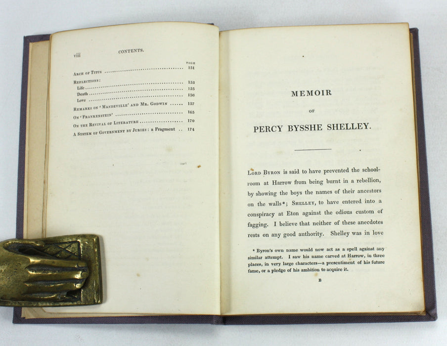The Shelley Papers; Memoir of Percy Bysshe Shelley, T. Medwin, 1833