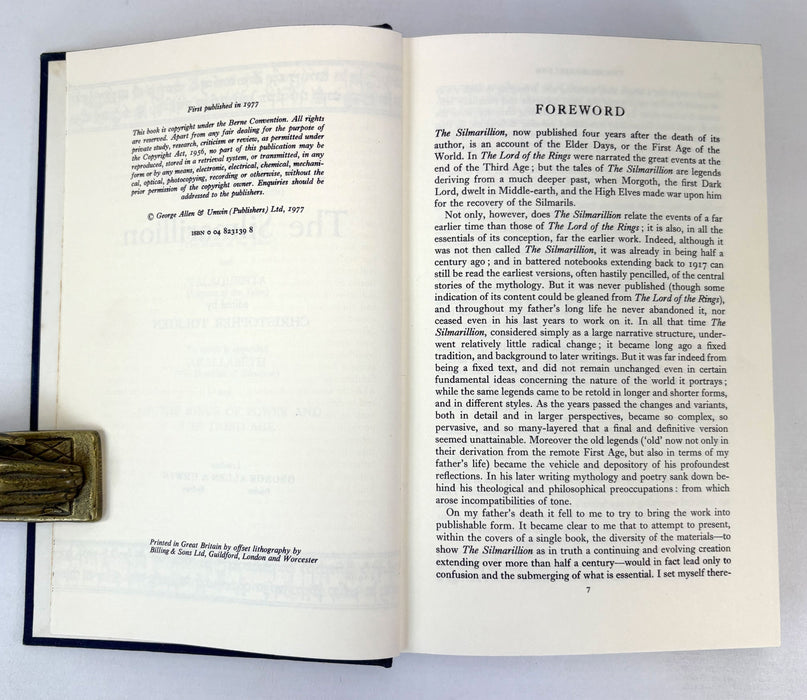 The Silmarillion, by J.R.R. Tolkien, 1977 1st edition, 1st impression