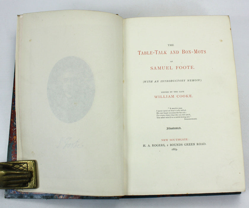 The Table-Talk and Bon-Mots of Samuel Foote, William Cooke, 1889. Numbered, Limited edition.