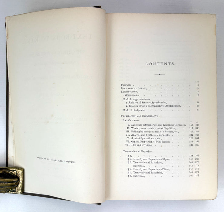 The Text-Book to Kant; Aesthetic, Categories, Schematism, James Hutchison Stirling, Oliver and Boyd, 1881