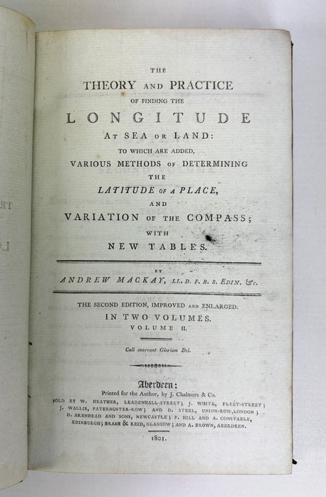 The Theory and Practice of Finding the Longitude at Sea or Land, Vol.II, Andrew Mackay, 1801