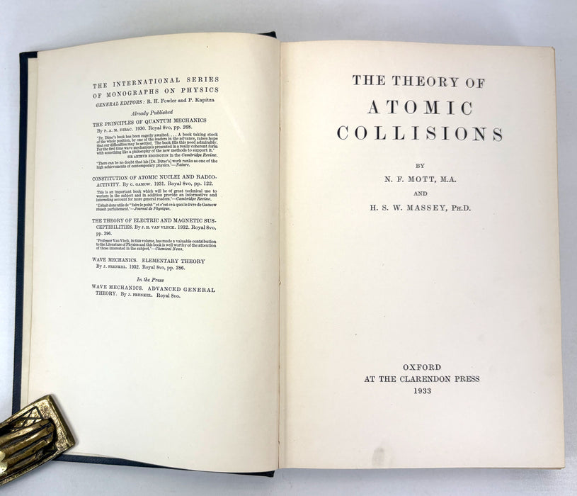 The Theory of Atomic Collisions, N.F. Nott and H.S.W. Massey, The Clarendon Press, Oxford, 1933