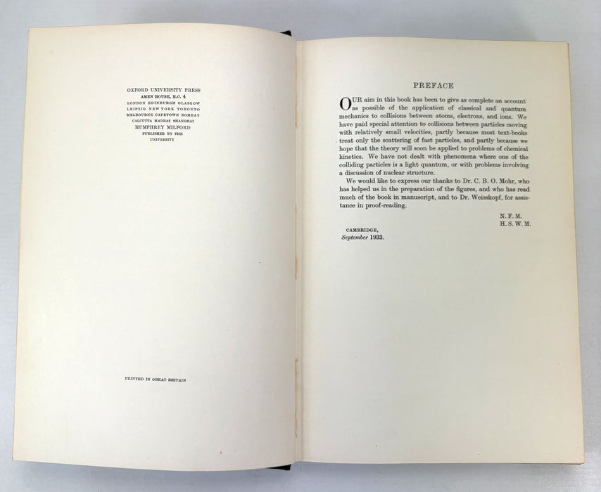 The Theory of Atomic Collisions, N.F. Nott and H.S.W. Massey, The Clarendon Press, Oxford, 1933