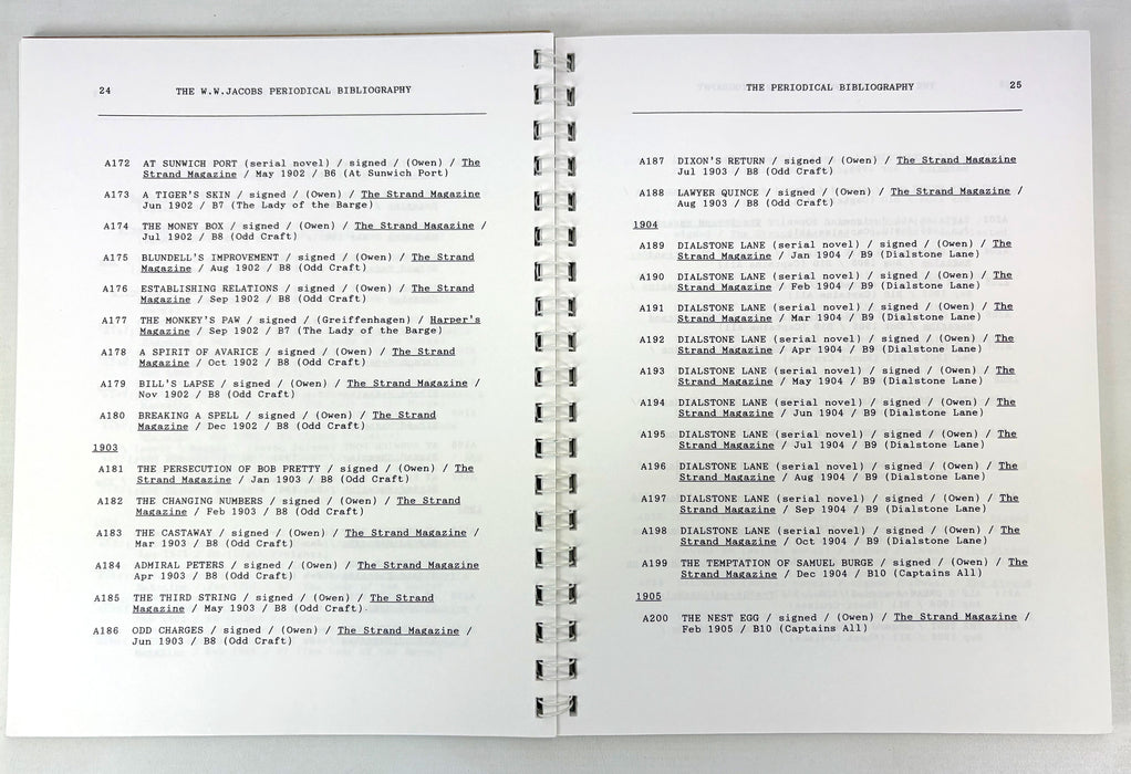 The W.W. Jacobs Periodical Bibliography, compiled by John Jascoll, The Hazelwood Press, 1996