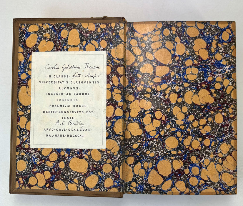 The Works of Alfred Lord Tennyson, Poet Laureate, Macmillan and Co., 1890. Prize binding signed by the English literary critic, Andrew Cecil Bradley