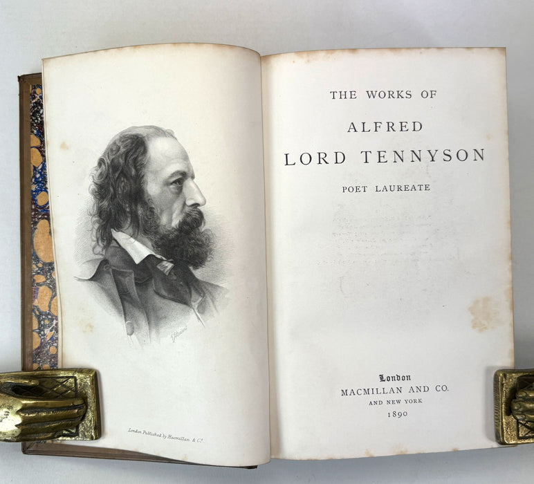 The Works of Alfred Lord Tennyson, Poet Laureate, Macmillan and Co., 1890. Prize binding signed by the English literary critic, Andrew Cecil Bradley