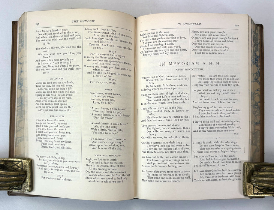 The Works of Alfred Lord Tennyson, Poet Laureate, Macmillan and Co., 1890. Prize binding signed by the English literary critic, Andrew Cecil Bradley
