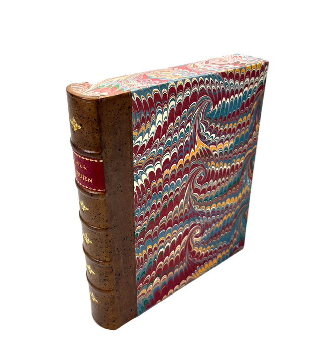 The World Encompassed by Sir Francis Drake, with The Relation of a Wonderful Voyage made by William Cornelius Schouten of Horne, Facsimiles of 1628 & 1619 printings, in vellum, with solander box and leather slipcase by J Fellows