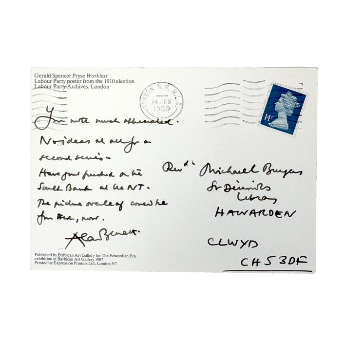 The Writer in Disguise with Alan Bennett Autograph Postcard to Michael Burgess, 1989