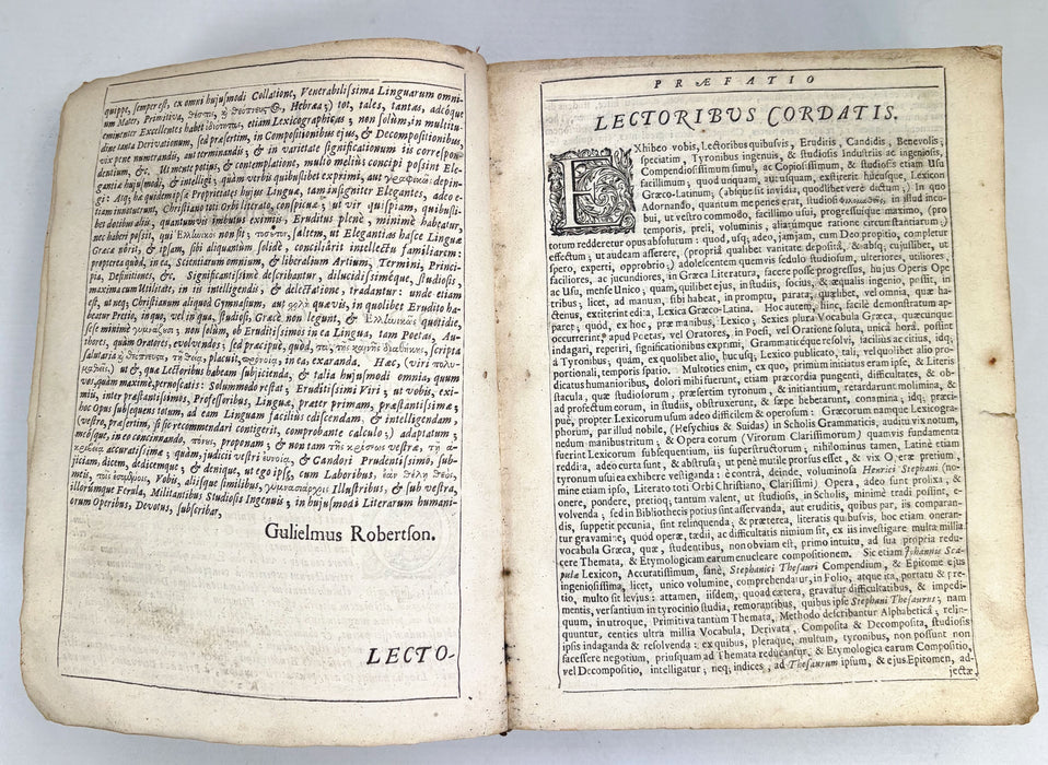 Thesauraus Graecae Linguae, In Epitomen, Five Compendium, Redactus; Et Alphabetice, Gulielmi Robertson, 1676