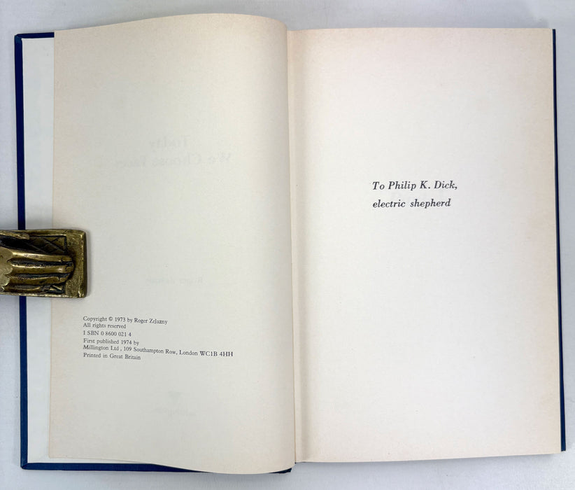 Today We Choose Faces, Roger Zelazny, Millington, London, 1974