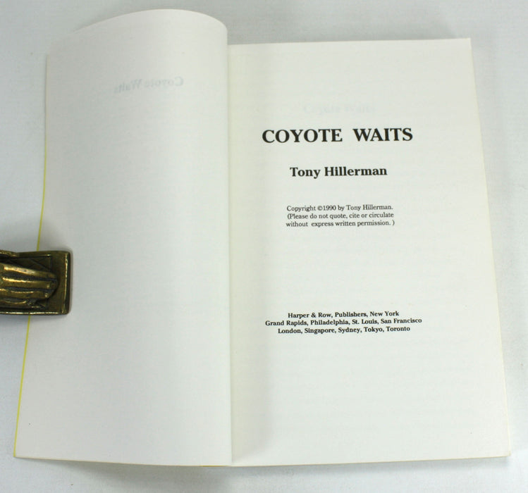 Tony Hillerman; Advance Reading Copy from an Uncorrected Manuscript, Coyote Waits, 1990