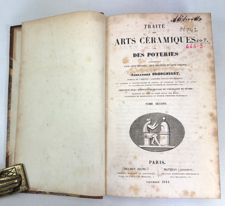 Traite Des Arts Ceramiques Ou Des Poteries, Alexandre Brongniart, 1844, 3 Volumes complete