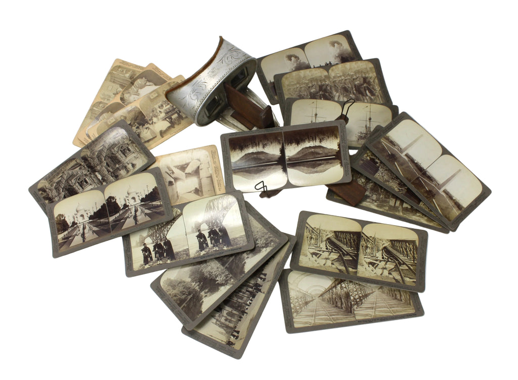 Underwood & Underwood Stereoscope Viewer with 18 cards, c. 1889-1906 — Lanna Antique