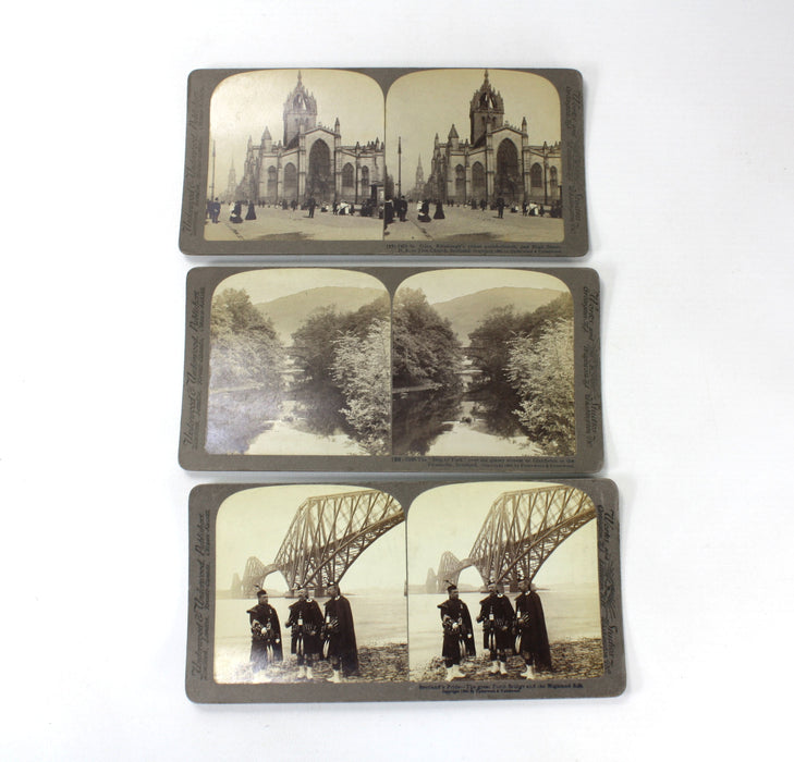 Underwood & Underwood Stereoscope Viewer with 18 cards, c. 1889-1906