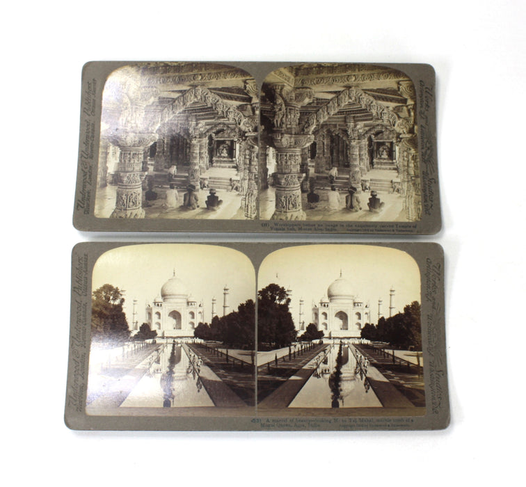 Underwood & Underwood Stereoscope Viewer with 18 cards, c. 1889-1906