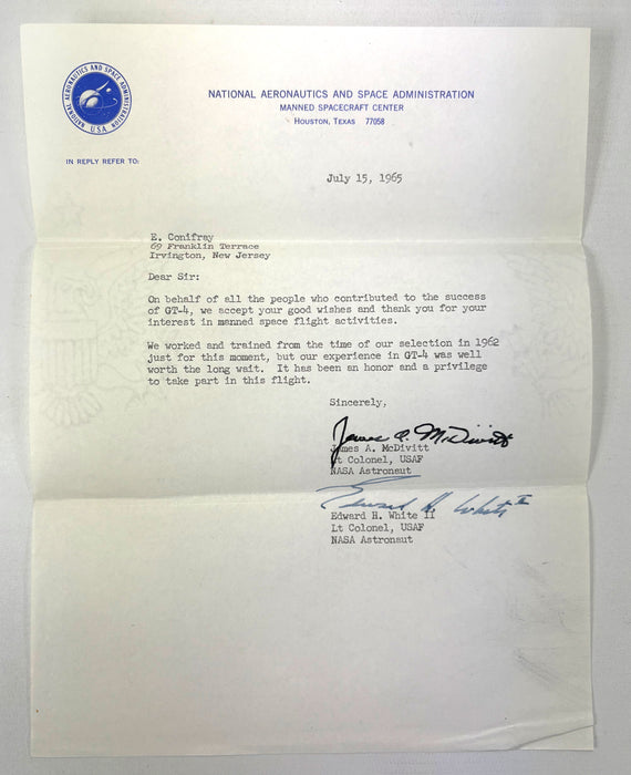 Unique NASA Astronaut Correspondence Archive, 1963–1966 (Mercury & Gemini Programs) with signatures